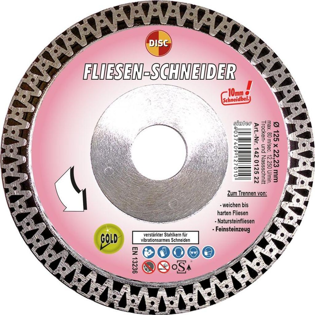 Disc Diamant Trennscheibe Fliesen Schneider 125 x 22,23 mm verstärkter Kern