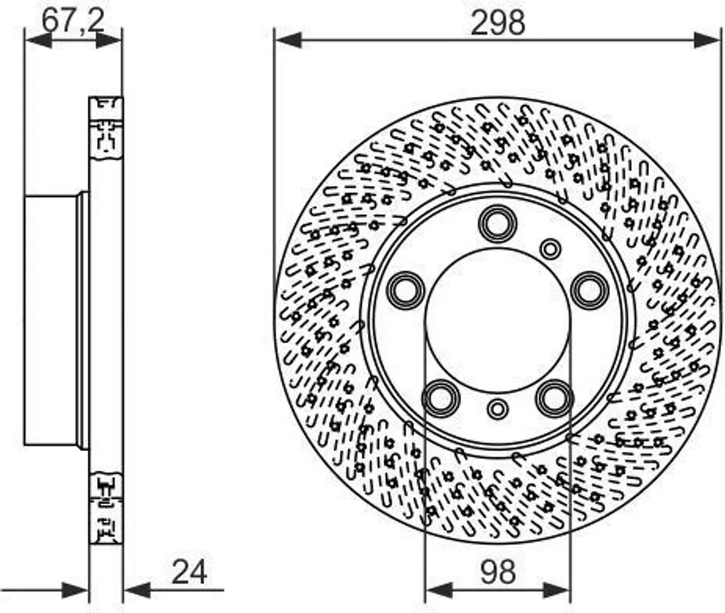 Disque de frein ventilé Bosch 0986479675 adaptable Porsche 987 351 402