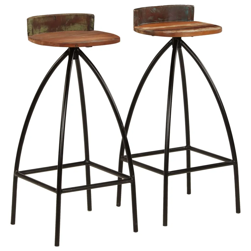 Tabouret de Bar Stable et Robuste en Bois Massif de Récupération - 2 Pcs - 17