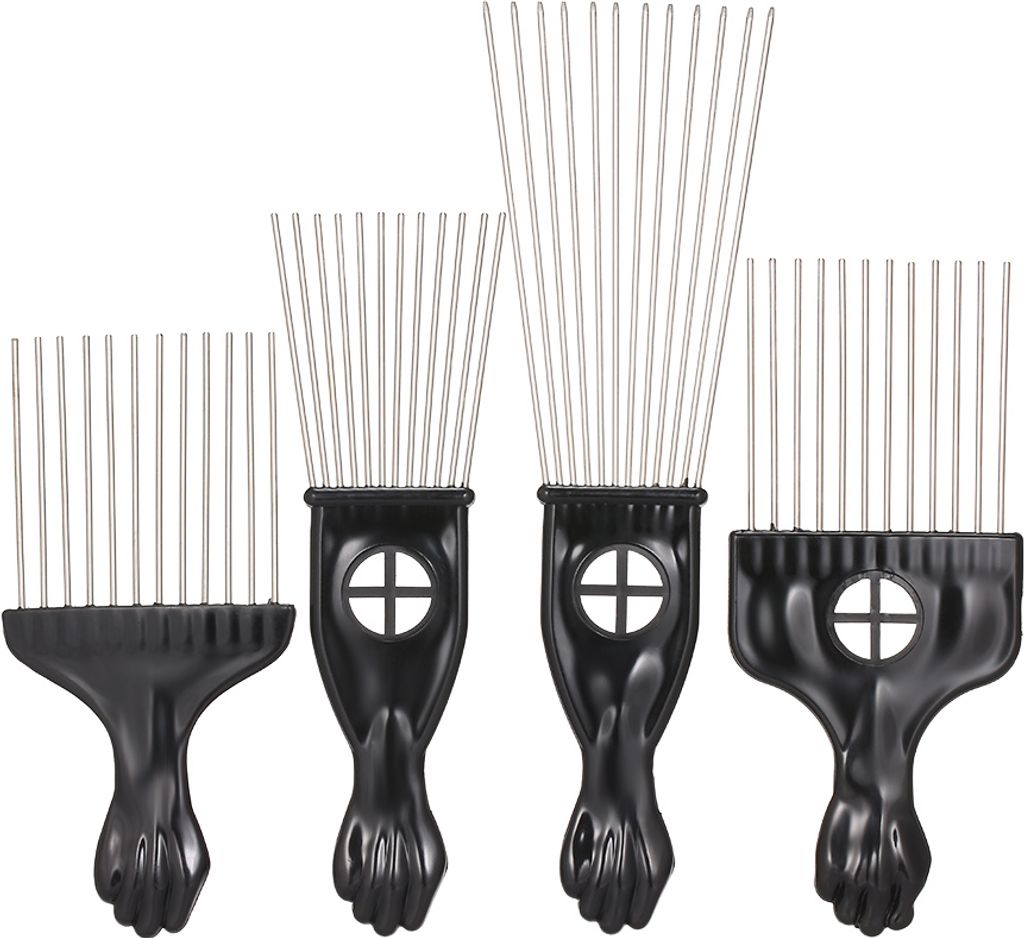 4 STš¹CKE Schwarz Kamm Set Metall Afro Frisur Kamm Lockiges Haar Schwarz Anzug Stahl Nadel Kamm Friseurwerkzeuge