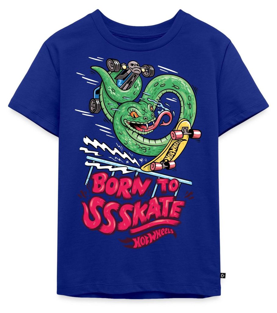 Spreadshirt Hot Wheels Schlange Born To Skate Kinder Premium T-Shirt, 98/104 (2 Jahre), Royalblau