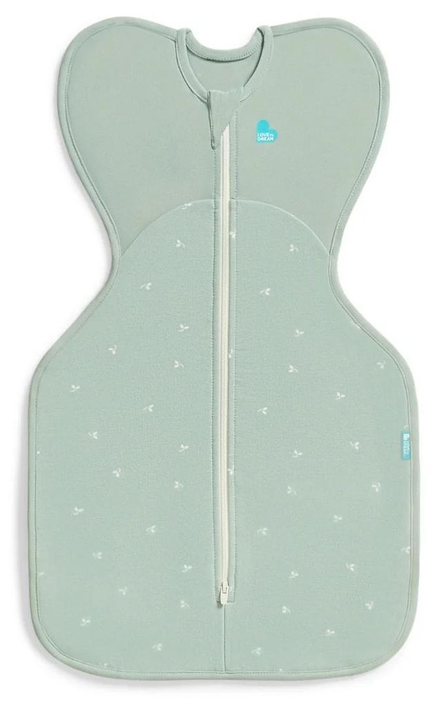 Love To Dream Swaddle UP Pucksack Etappe 1 TOG 1.5 Größe S, Olive Branch, Baumwolle für Babys 1–3 Monate