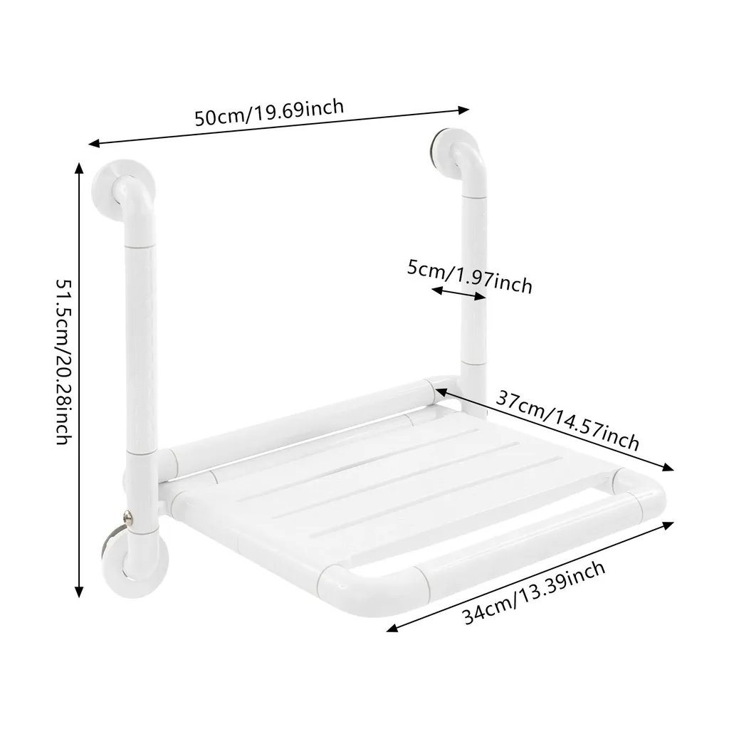 Siège de douche rabattable 150kg haute résistance Blanc ABS 34x37cm