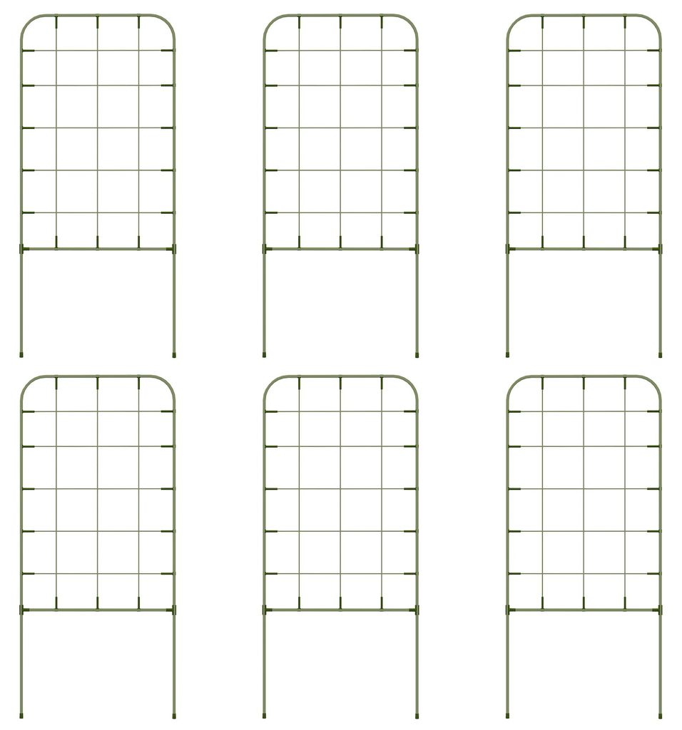 Rankgitter-Set, 6 Metallspaliere für Kletterpflanzen, Stahl, 40 x 90 cm, Grün