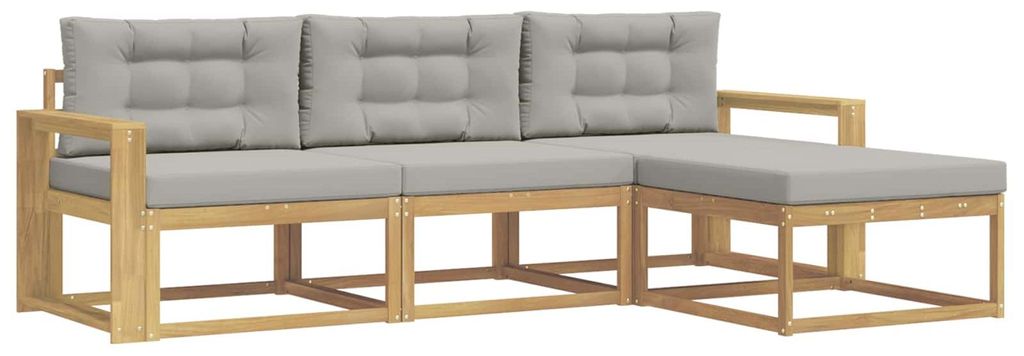 “2026 Modern“ Braun Outdoor-Sofagarnitur 4 pcs Weiß und Hellgrau Polyester - Designermöbel 54997 - Gartensofas
