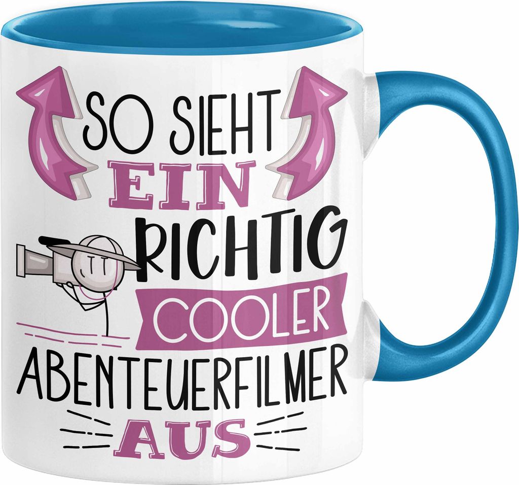So Sieht Ein Richtig Cooler Abenteuerfilmer Aus Tasse Geschenk für Abenteuerfilmer Geburtstag Geschenkdiee (Blau)
