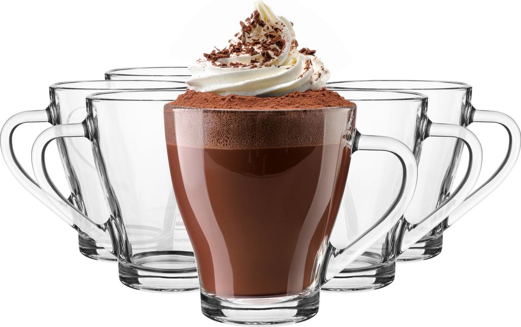 Glasmark KROSNO 1992 Hugo Kaffeegläser-Set 6-teilig Cappuccino Eiskaffee Gläser Becher Spülmaschinenfest 6x360 ml