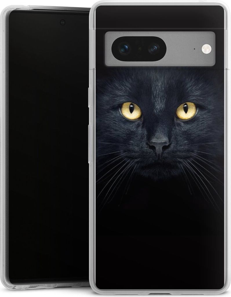 DeinDesign Slim Hülle für Google Pixel 7 Silikon Case Ultra Dünn Handyhülle Auge Katze schwarz