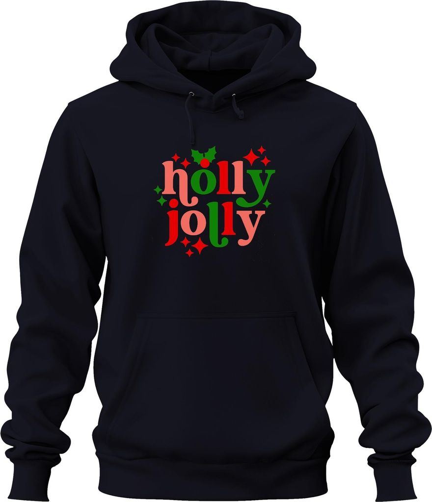 Holly Jolly Weihnachten Geschenk Retro Vintage Lustig Uni Hoodie Kapuzenpullover, Navy, XXL