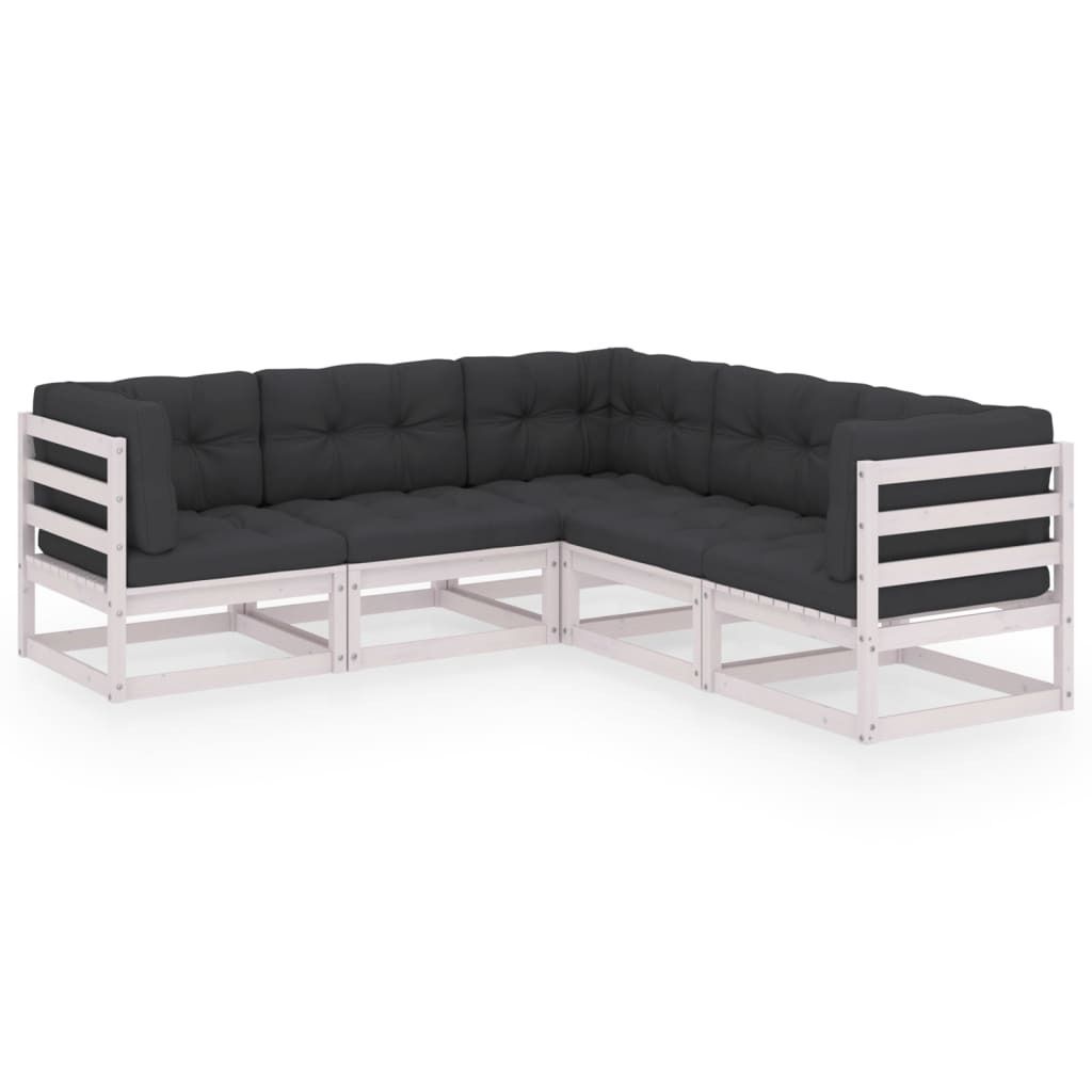 SYFAX 5-tlg. Garten-Lounge-Set mit Kissen Massivholz Kiefer