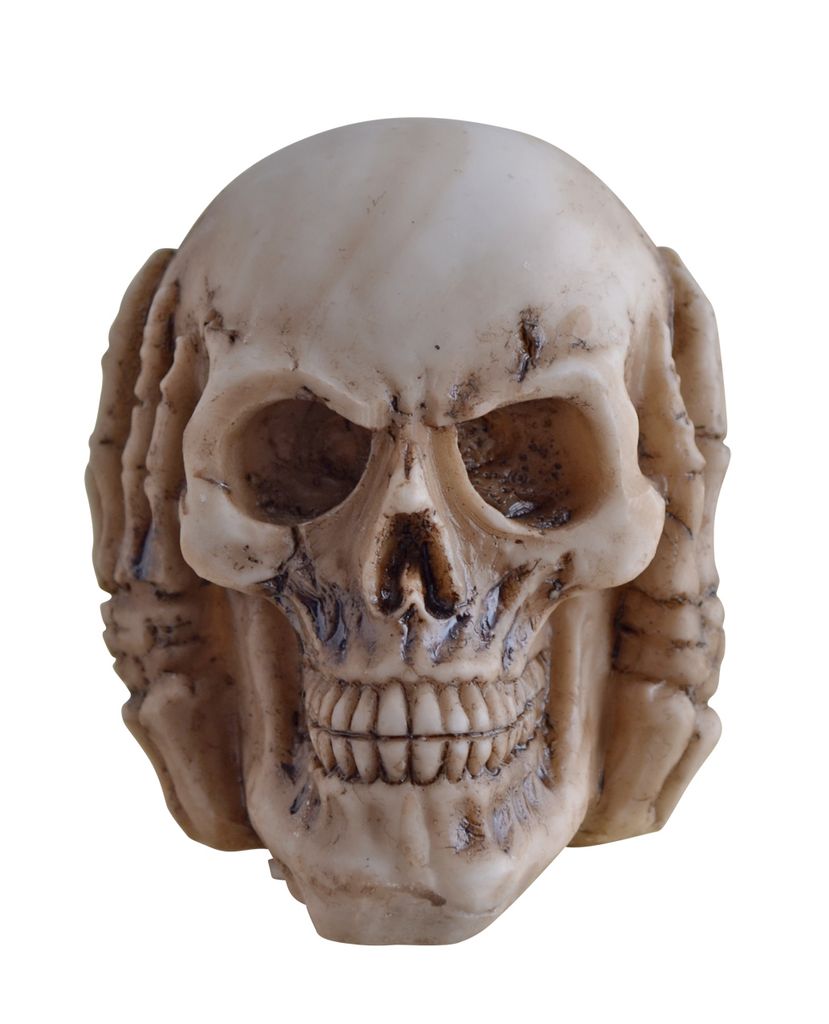 Totenköpfe Weisheit Poly Figur Totenkopf Skull nichts sehen sprechen hören 