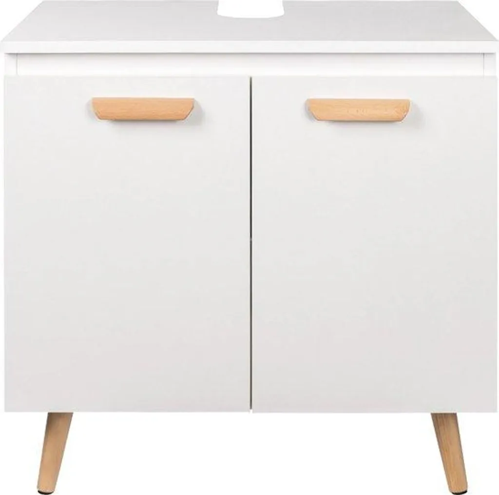 Meuble sous-vasque blanc 60x40x60,5 cm avec passe-câbles intégré