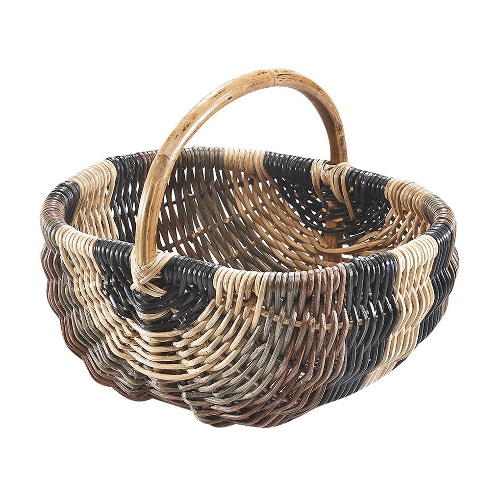 Kobolo Einkaufskorb Korb Rattankorb geflochten - Rattan - multicolor hellbraun