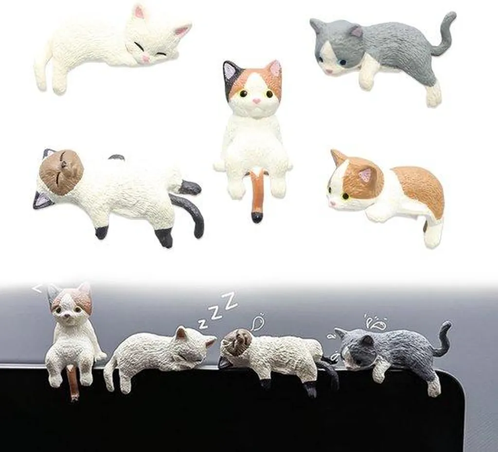Mini figurines de chats lot de 5 petits animaux miniatures pour voiture