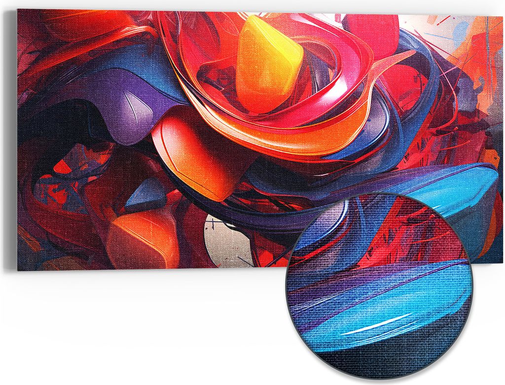 DEQOART Hybrid Leinwand Bild 60x30 cm 'Fließende Rhythmen' Wandbild Glas flach modern