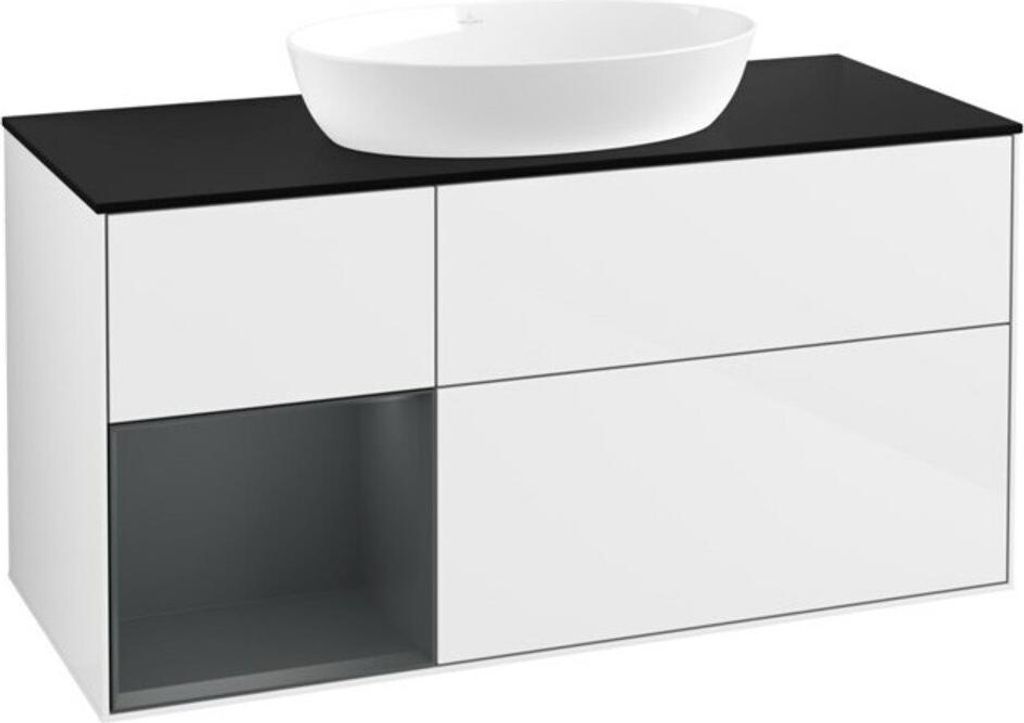 V&B Waschtischunterschrank Finion 120cm, Pl b m, Reg md m Lac, glo wh. Lac