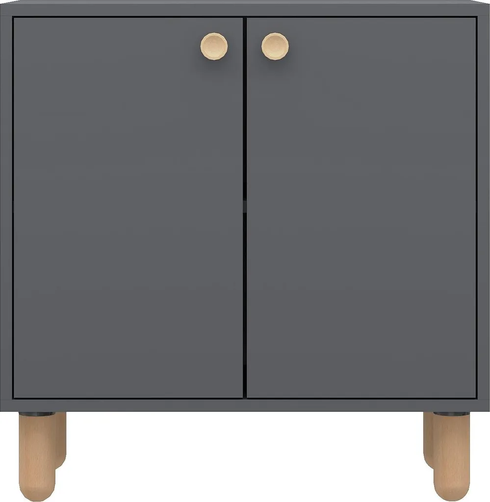 Meuble de rangement anthracite Lina, buffet bas polyvalent 72x36x73 cm