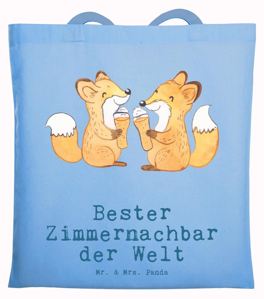 Mr. & Mrs. Panda Schultasche Fuchs Bester Zimmernachbar der Welt - Sky Blue - Geschenk, Patient, Tasche, Einkaufstasche, Nachbar, Zimmer, Krankenha...