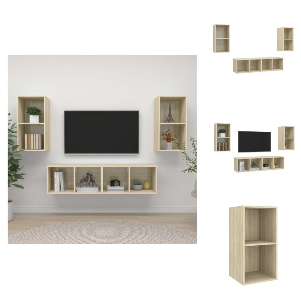 vidaXL TV-Wandschränke 4 Stk. Sonoma-Eiche Holzwerkstoff - TV-Möbel