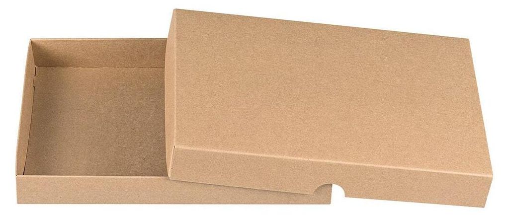 Faltschachtel 13,6 x 19,6 x 2,5 cm, Braun, KRAFTPAK Kraftkarton, mit Deckel - 10er Set