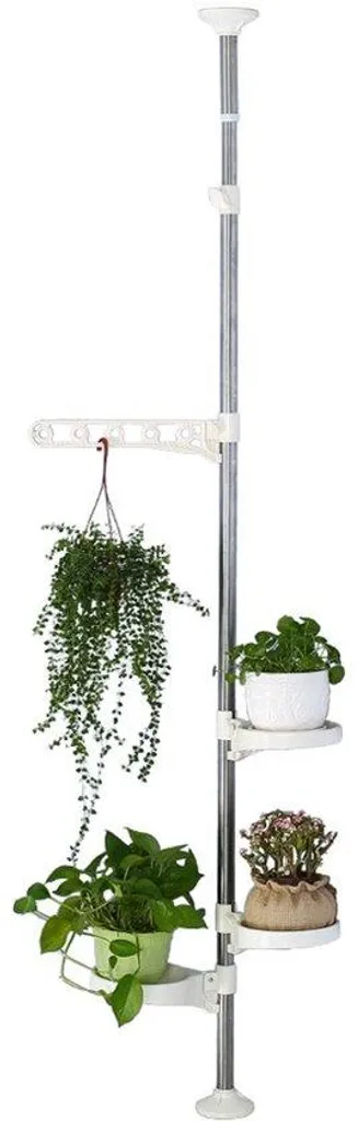 Support plantes intérieur télescopique ivoire métal avec 3 porte-pots
