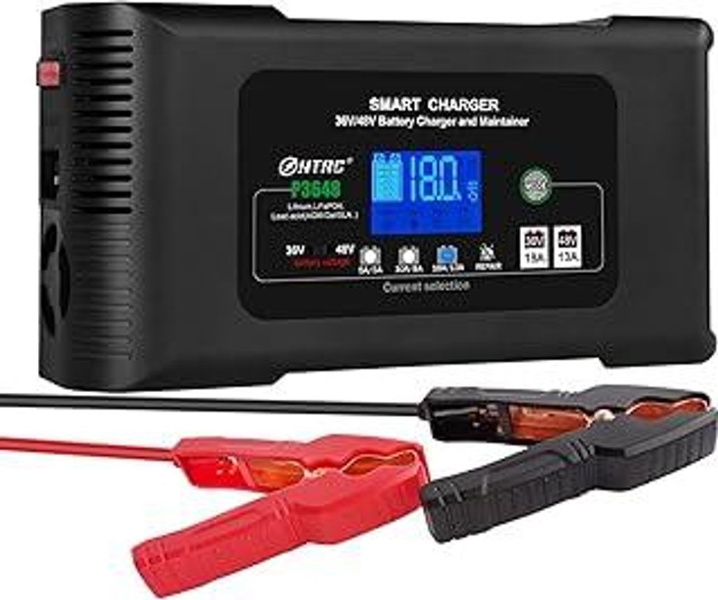 Haisito P3648 Ladegerät Autobatterie 36V 18A/48V 13A, Intelligent Schnell Batterieladegerät KFZ, Erhaltungsladegerät Desulfator für Lithium LiF...