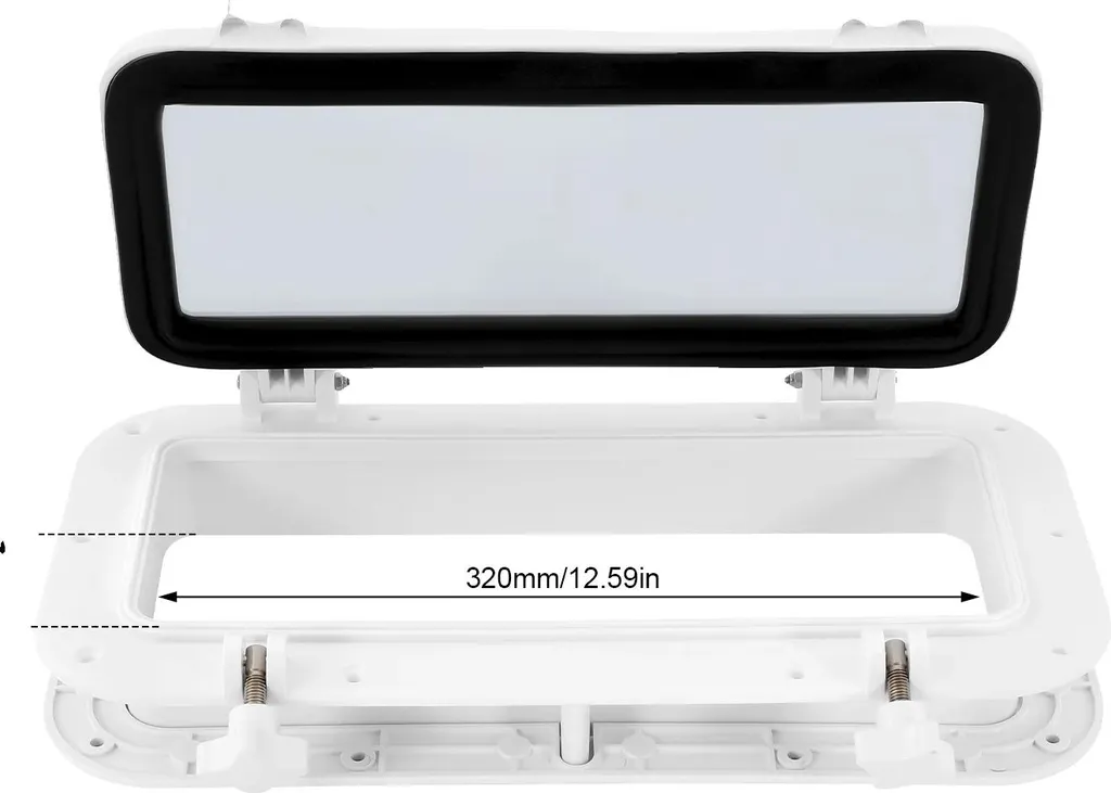 Hublot rectangulaire blanc avec ouverture 90° et joint haute étanchéité