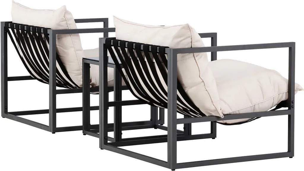 Messinasalon Ensemble de 2 Fauteuils et 1 Table d'Appoint Noire Design - 9