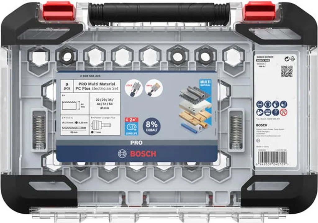 Set di seghe a tazza PRO Multi Material PC Plus, 20, 44, 64 mm, 9 pezzi.
