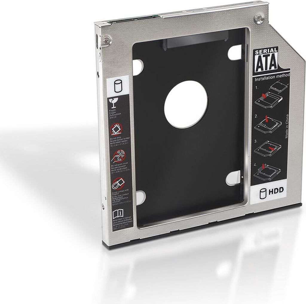 AISENS A129-0151, Laptop-HDD/SSD-Caddy, Schwarz, Silber, Produktbild 