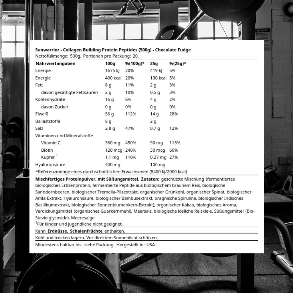 Sunwarrior Collagen Building Protein Peptides (500g) Chocolate Fudge - Eiweiße - Veganes Eiweiß