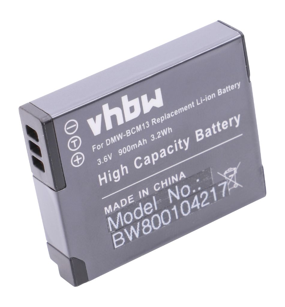 vhbw Akku Ersatz für Panasonic DMW-BCM13, DMW-BCM13E, DMW-BCM13PP für Kamera Digicam DSLR (900mAh, 3,6V, Li-Ion)