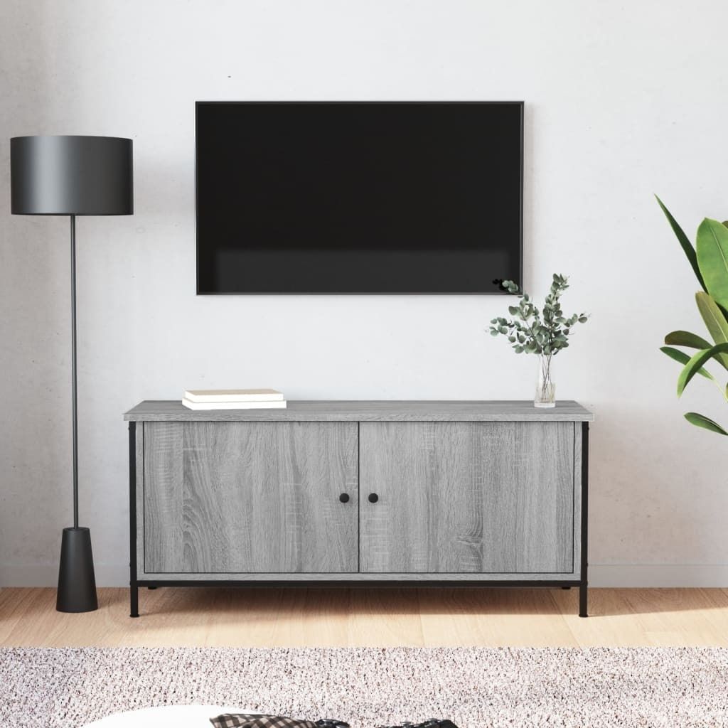 Maison Exclusive - TV-Schrank mit Türen Grau Sonoma 102x35x45 cm Holzwerkstoff