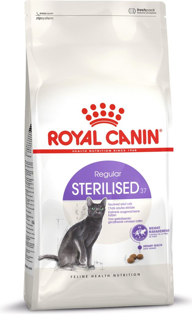 A bag of Royal Canin Sterilised cat food.