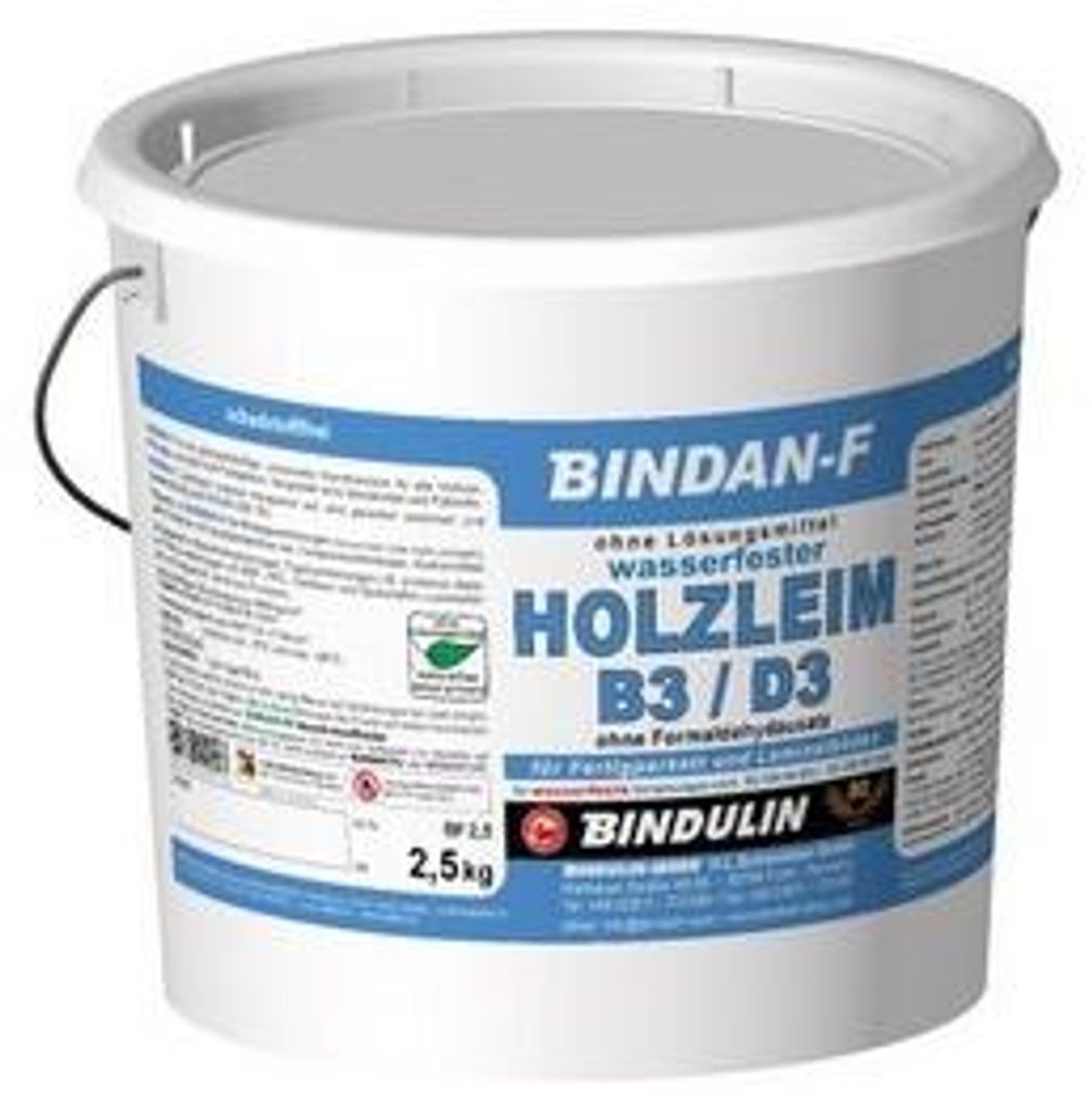 BINDAN-F Holzleim-D3 2,5 kg FlascheB3/D3-Weißleim universell einsetzbar inkl. Pinsel zum Auftragen von E-Com24