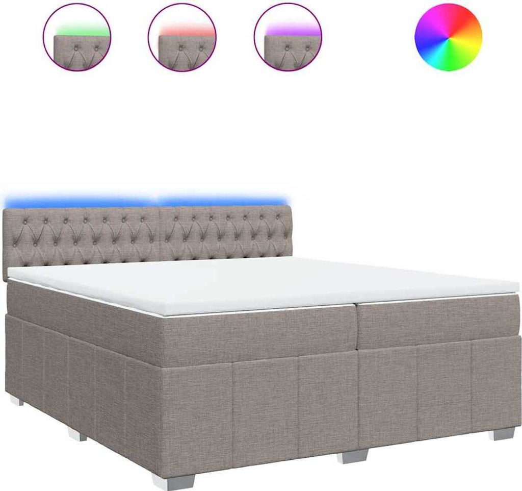 vidaXL Boxspringbett mit Matratze Taupe 200x200 cm Stoff