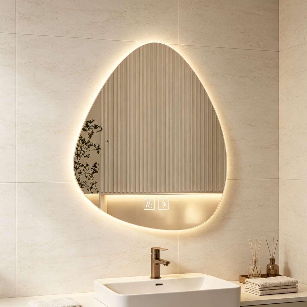 Specchio da bagno LED Zimilo, asimmetrico, 50x70 cm: Immagine del prodotto 