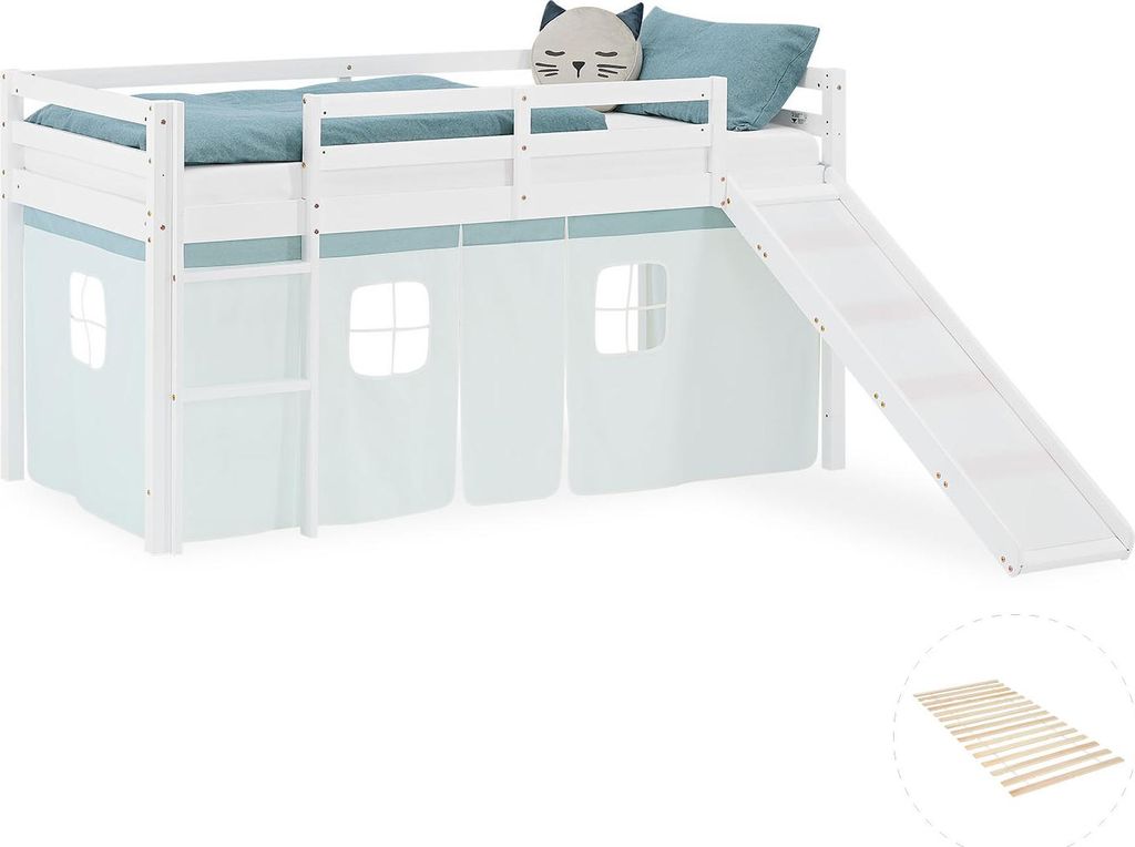 Homestyle4u Detská poschodová posteľ 90x200, biela, so Obrázok produktu 
