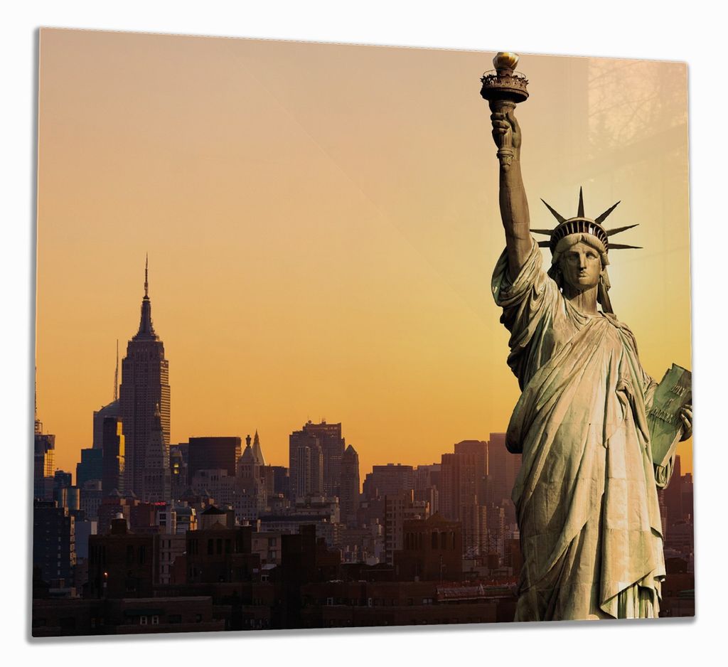 Wallario Herdabdeckplatte aus Glas, Größe 60 x 52 cm 1-teilig, Motiv Freiheitsstatue New York