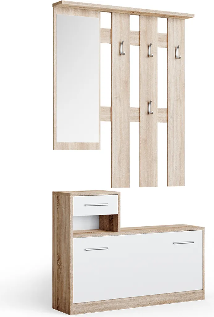 Meuble Vestiaire d'Entrée Compact Vicco Billy 25 cm de Largeur Blanc
