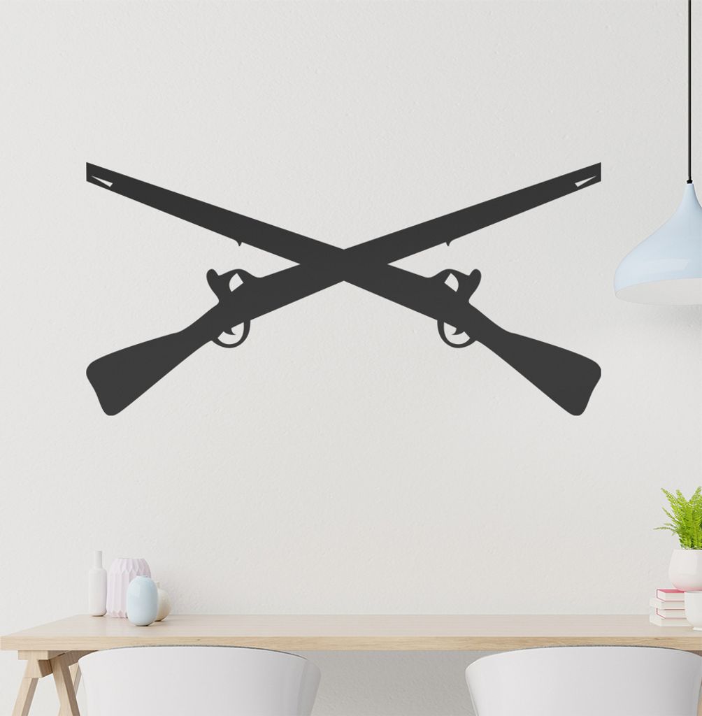 Gekreuzte Gewehre Wandtattoo in 6 Größen - Wandaufkleber Wall Sticker - Dekoration, Küche, Wohnzimmer, Schlafzimmer, Badezimmer