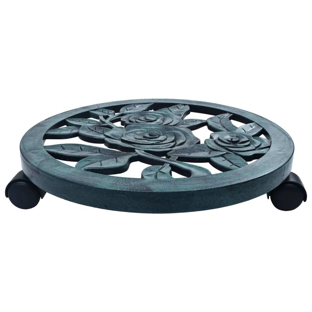 Support de pot à roulettes 38 cm - Lot de 6 dessous de pot verts