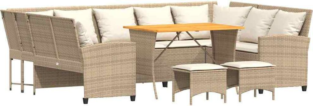 vidaXL 4-tlg. Garten-Sofagarnitur mit Kissen Beige Poly Rattan