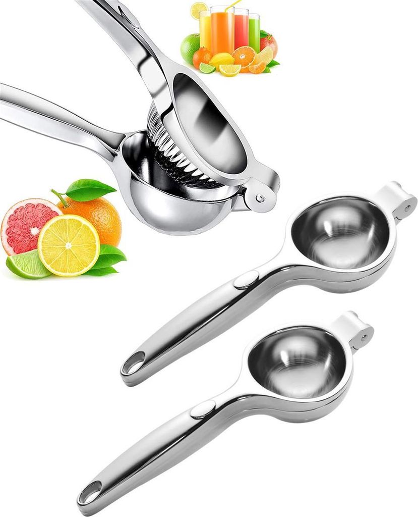 3er Set Zitronenpresse | manuelle Handpresse - Zitruspresse für Zitronensaft | Limettenpresse | massive Hand Saftpresse | robuster Entsafter - Fru...