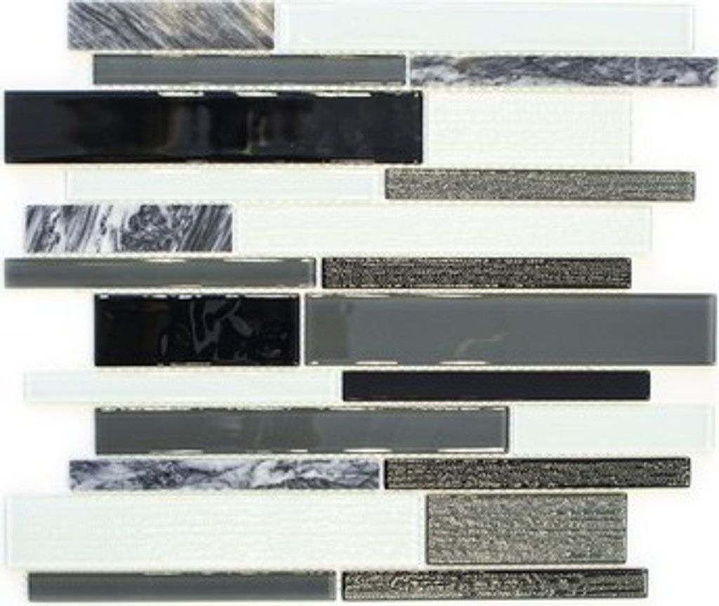Glasmosaik CM GV34 28,6x30 cm mix schwarz/grau/weiß