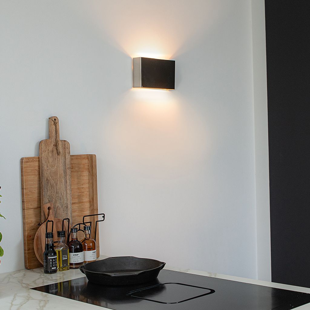 QAZQA - Moderne Wandleuchte Stahl I Silber I nickel matt 2-flammig - Otan I Wohnzimmer I Schlafzimmer - Aluminium Rechteckig - LED geeignet G9
