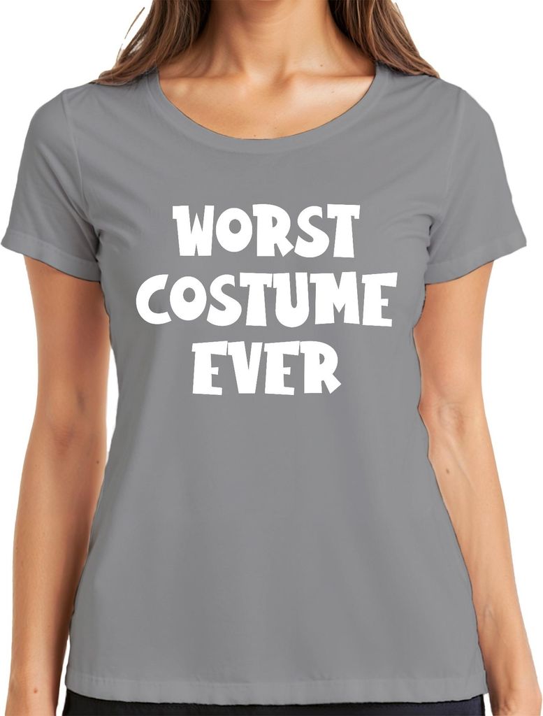 WORST COSTUME EVER Halloween Kostüm Spruch Lustig Karneval Humor Damen T-Shirt, Grau, XL