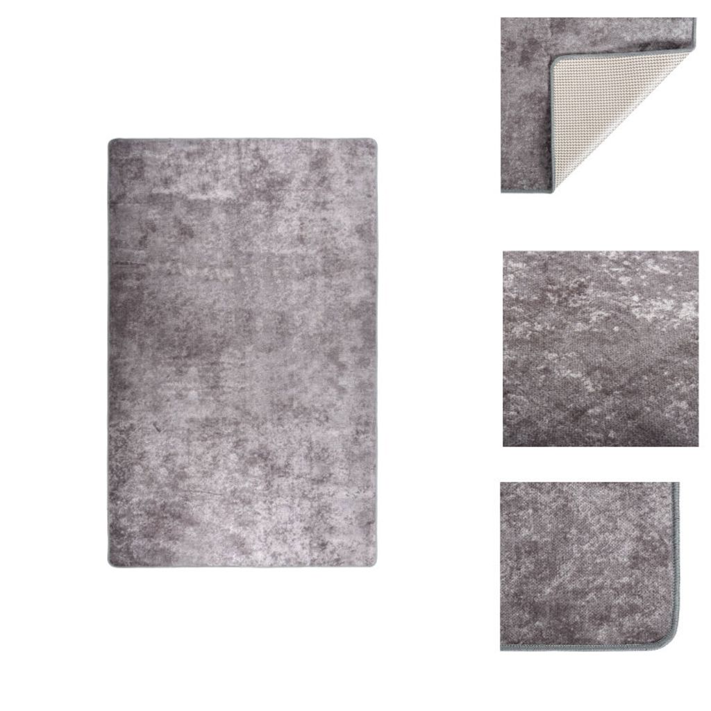vidaXL Teppich Waschbar 160x230 cm Grau Rutschfest - Teppiche