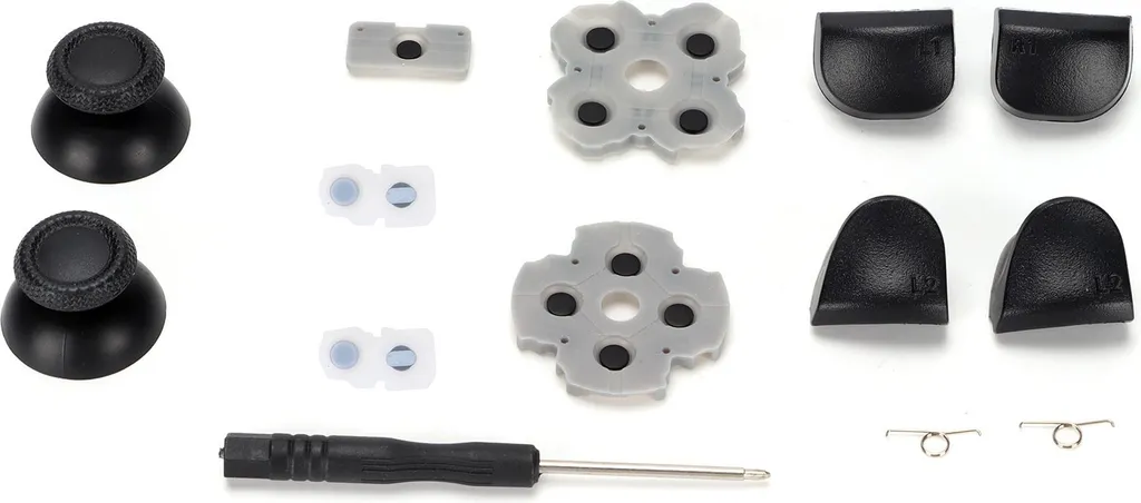 Kit di ricambio controller per impugnatura PS5, pad in gomma conduttiva, bilanciere, cappuccio in plastica 3D, set di tasti L12
