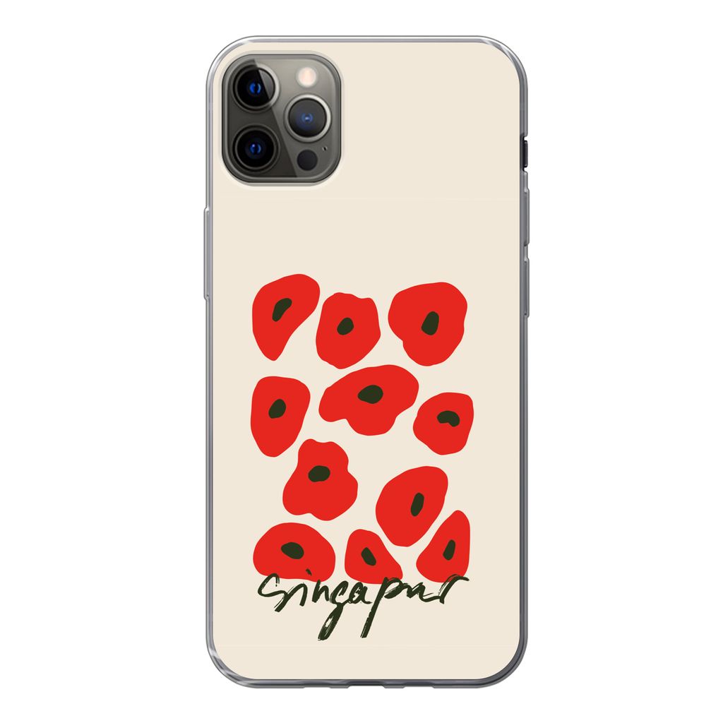 MuchoWow Handyhülle Schutzhülle Hülle für iPhone 13 Pro Max Blumen - Mohn - Muster Silikon Softcase Handy Hülle - Mobiltelefon